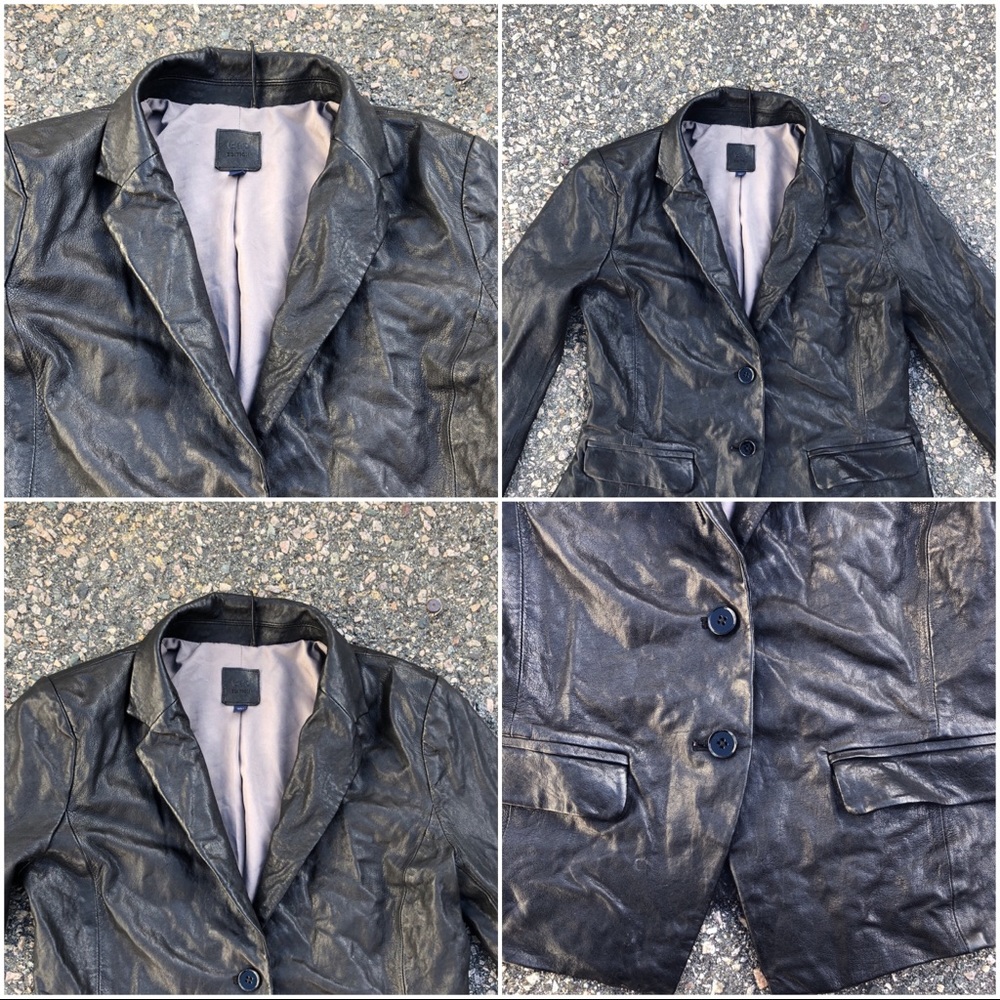 Gap Edition black genuine leather collared blazer6 - Picture 7 of 8